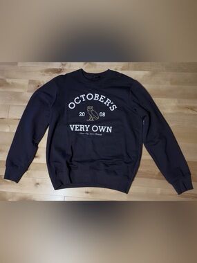 Octobers Very Own Crewneck Drake OVO College Owl Black Embroidered Size Medium